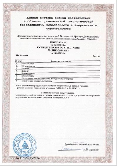Приложение к свидетельству, лист 4
